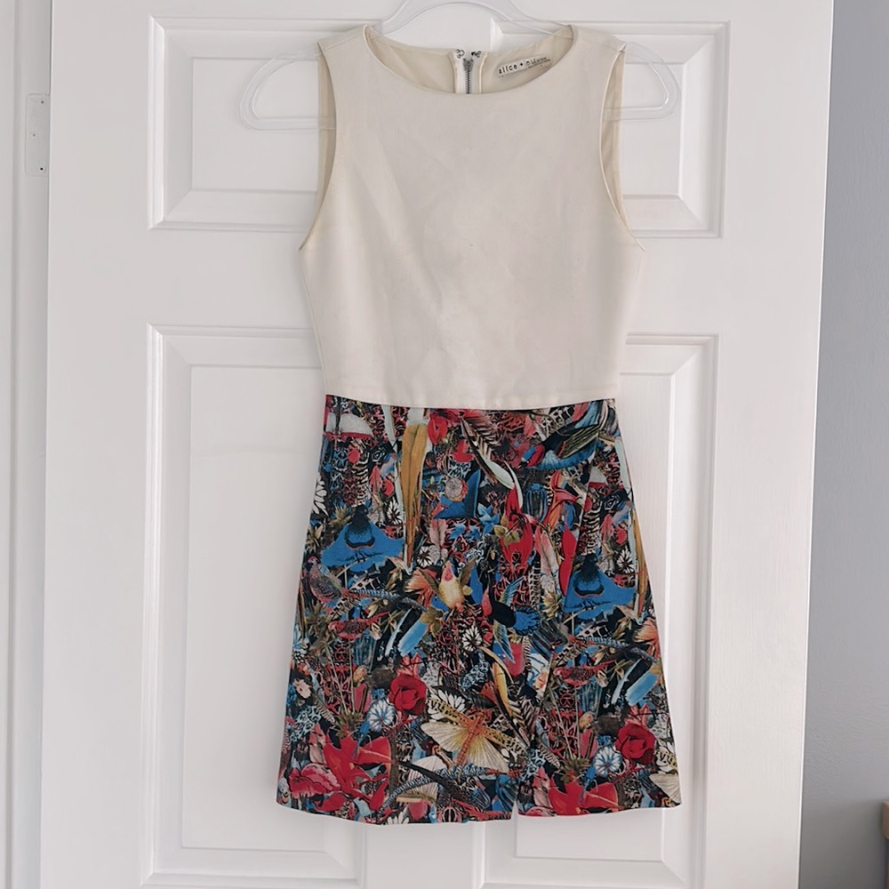 Alice + Olivia multicolored bird dress